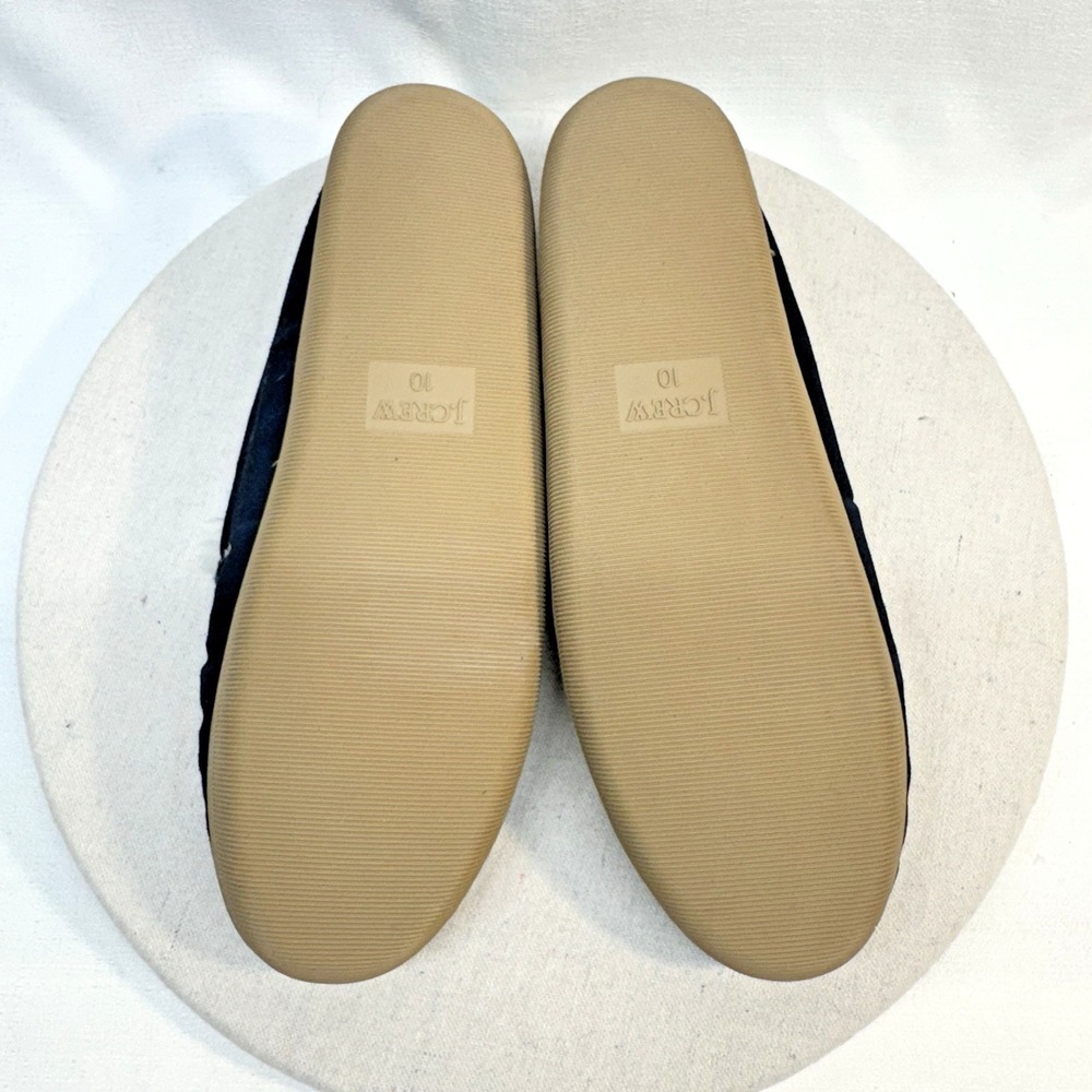 J.Crew Moccasin Slippers Men 10 Navy Blue Suede Faux Fur Lined BL639 Preppy Cozy - Picture 8 of 8